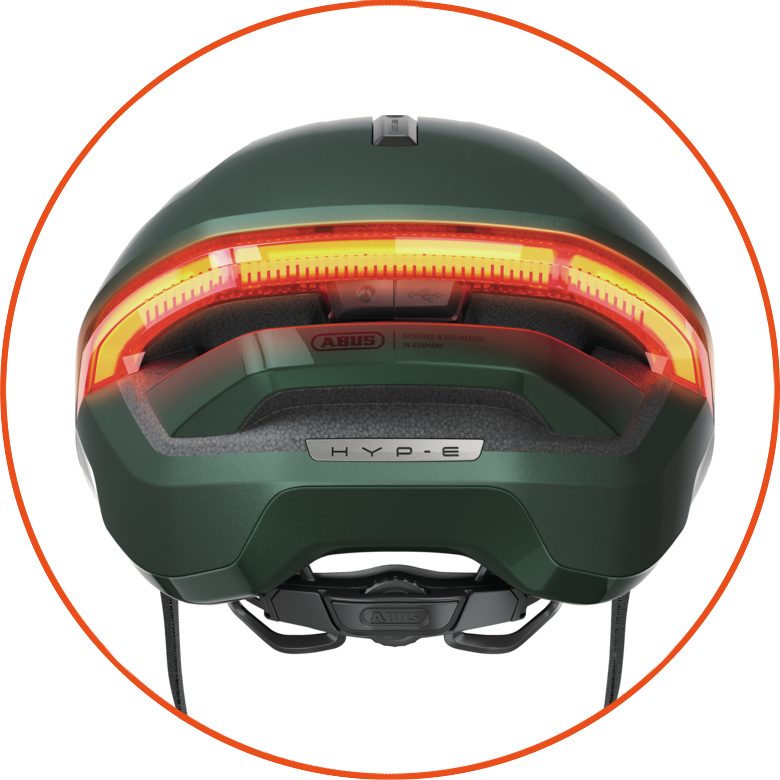 Kask rowerowy z kierunkowskazami Abus Hyp-E Jungle Green