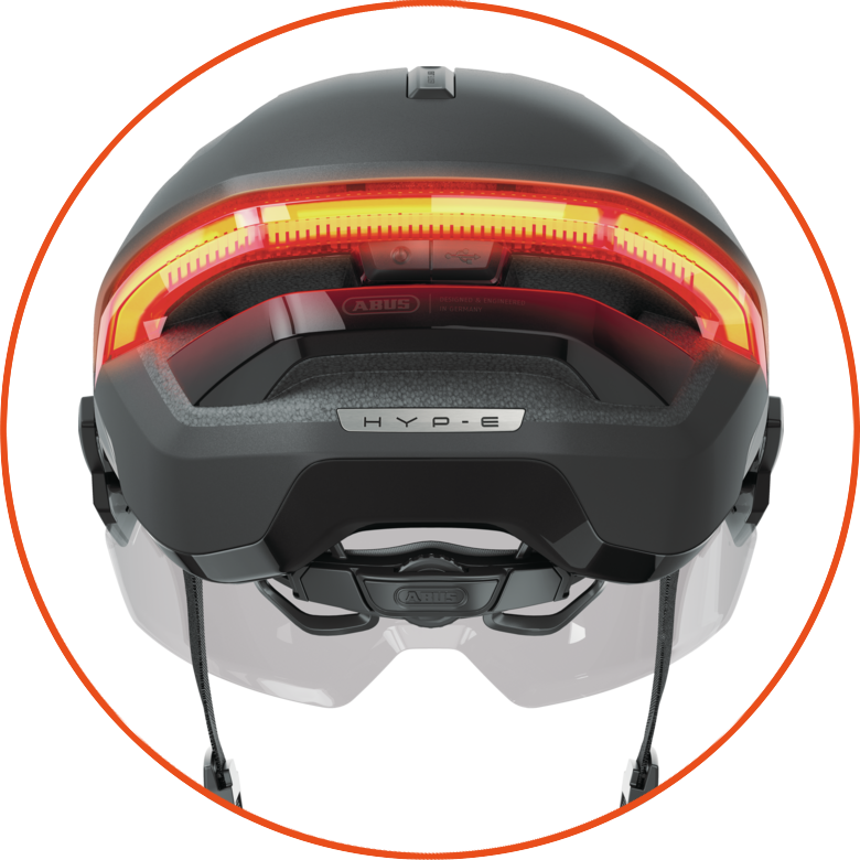 Kask rowerowy z kierunkowskazami Abus Hyp-E BL.ACE Volcano Titan