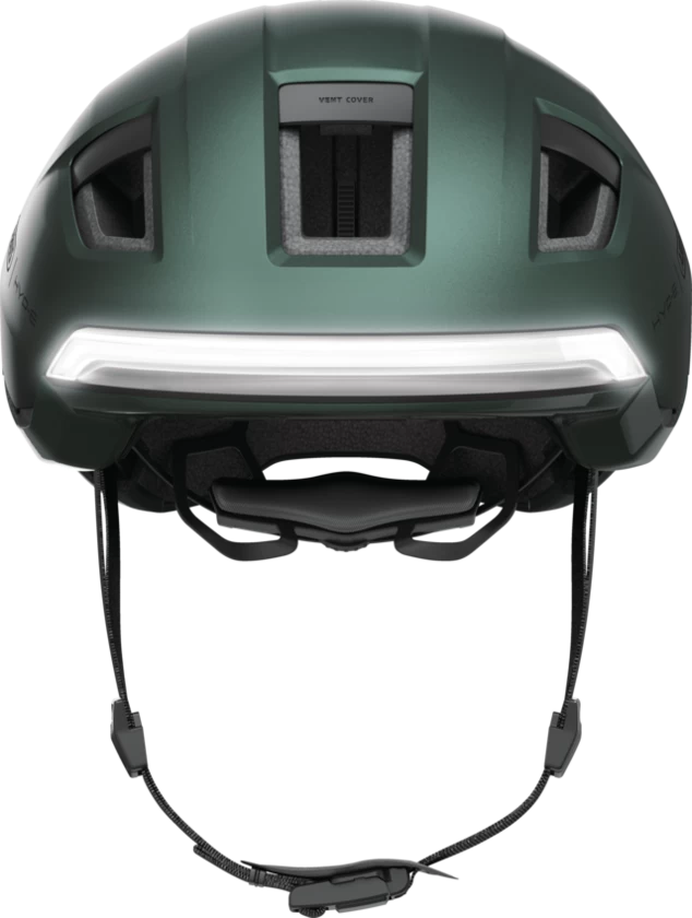 Kask rowerowy z kierunkowskazami Abus Hyp-E Jungle Green