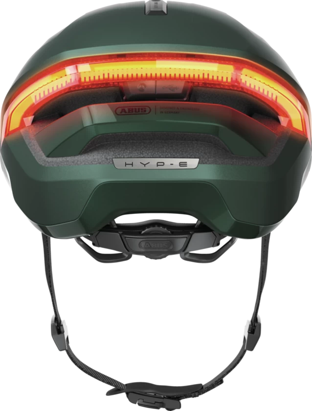 Kask rowerowy z kierunkowskazami Abus Hyp-E Jungle Green