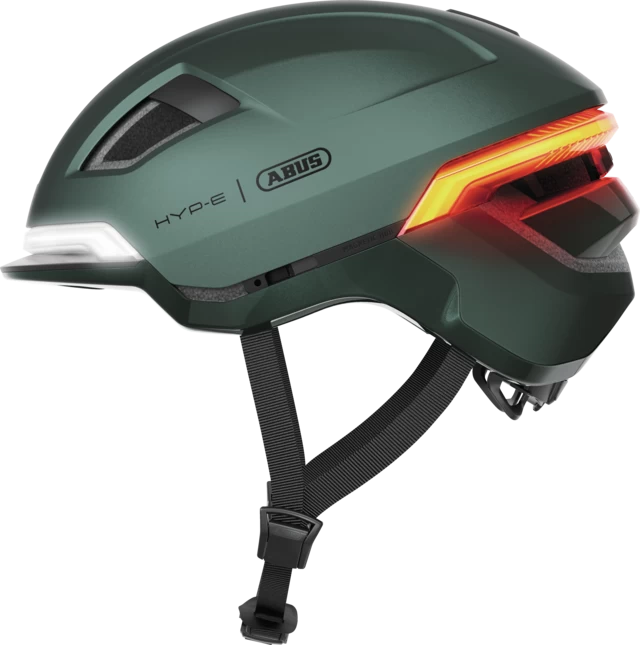 Kask rowerowy z kierunkowskazami Abus Hyp-E Jungle Green