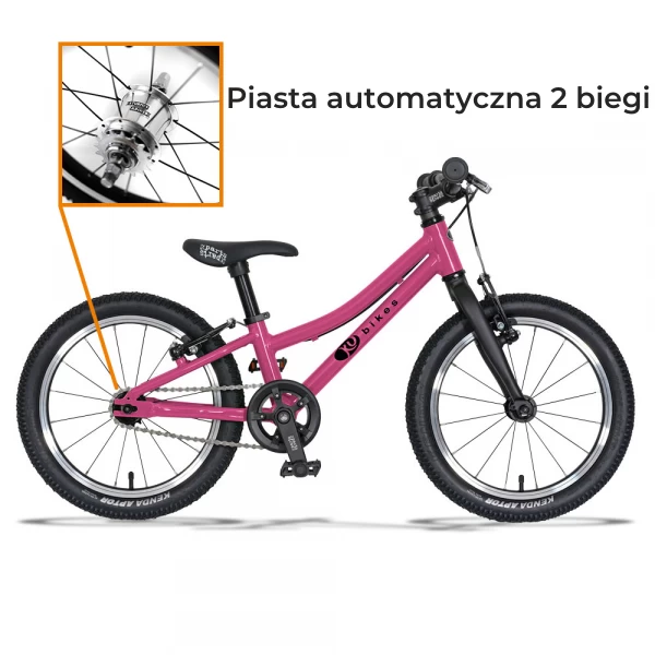 Lekki rower dla dziecka KUbikes 16 S AUTO 2 biegi Sturmey Archer Różowy