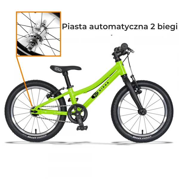 Lekki rower dla dziecka KUbikes 16 S AUTO 2 biegi Sturmey Archer Zielony