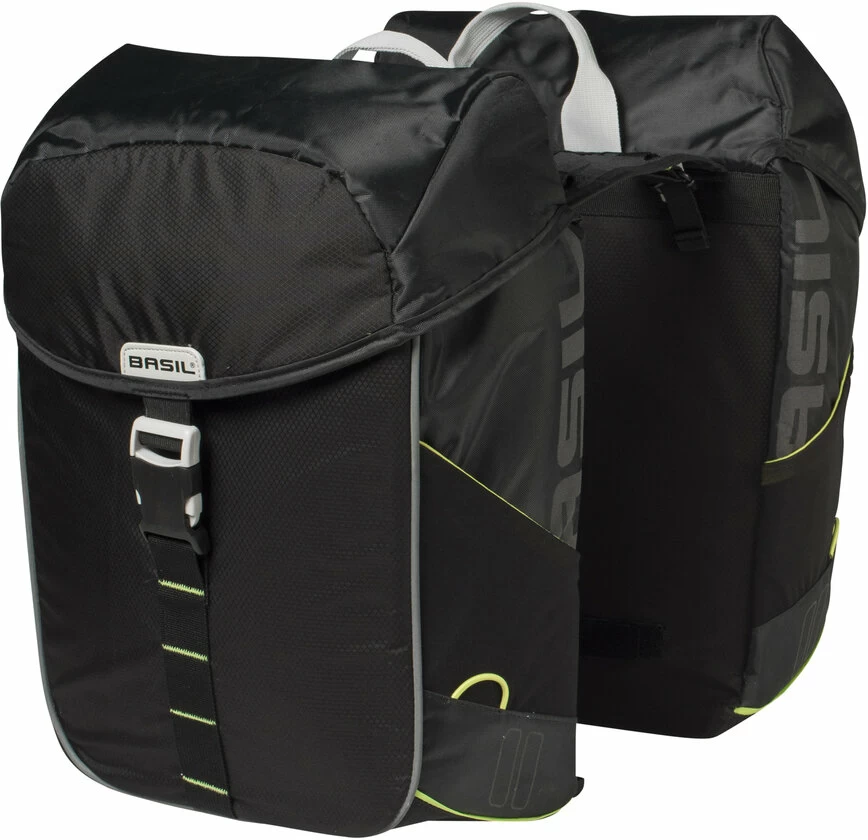 Podwójna sakwa rowerowa Basil Miles Double Bag Black / lime