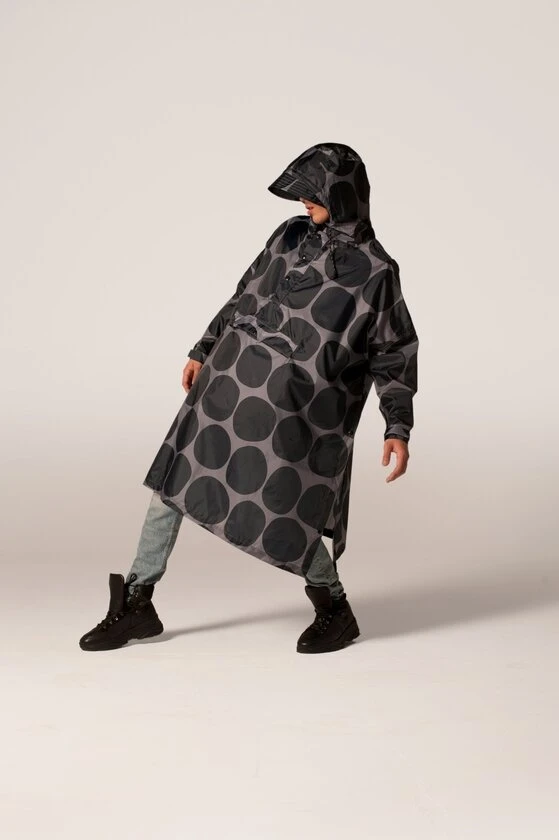 Ponczo rowerowe Rain Kiss Black Polka